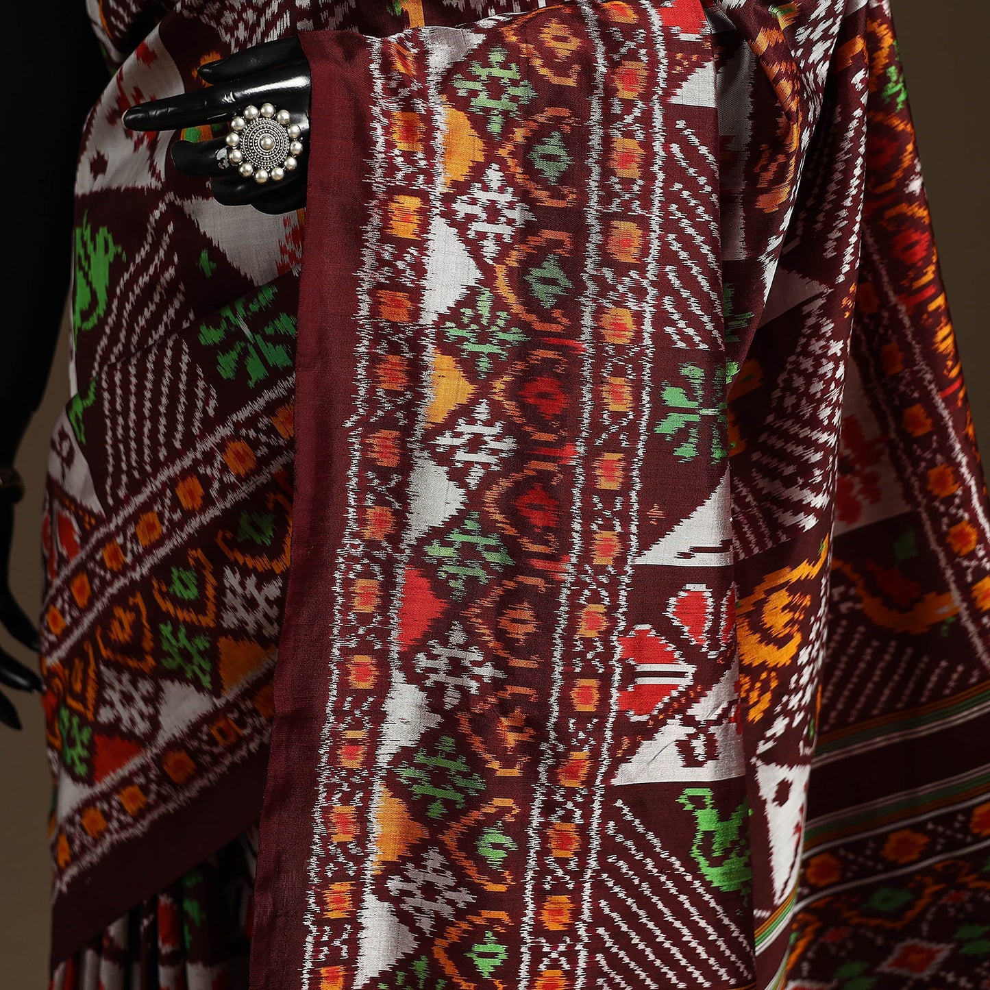 Handloom mulberry silk patola ikat pochampally saree 16