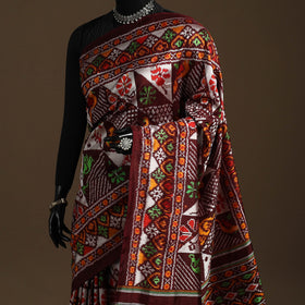 Handloom mulberry silk patola ikat pochampally saree 16