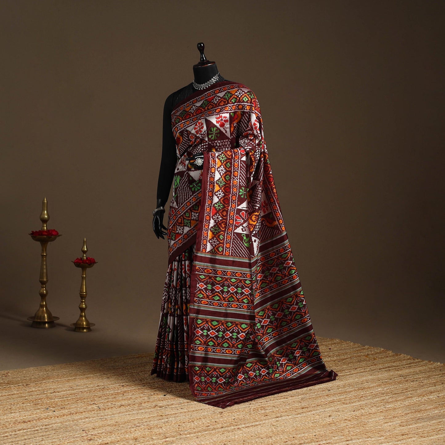 Handloom mulberry silk patola ikat pochampally saree 16