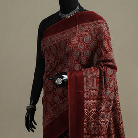 Handloom natural dyed hand maheshwari cotton saree