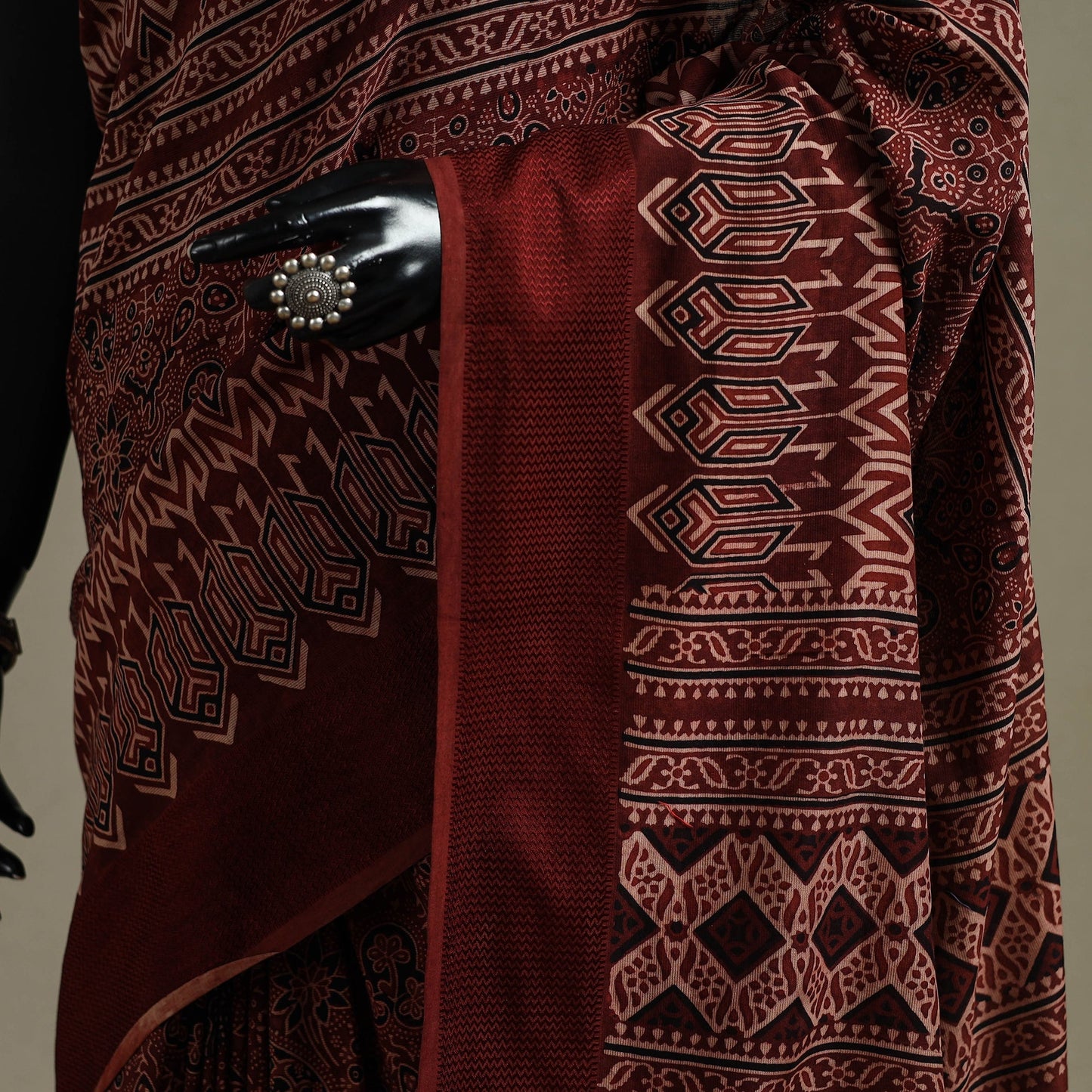 Handloom natural dyed hand maheshwari cotton saree