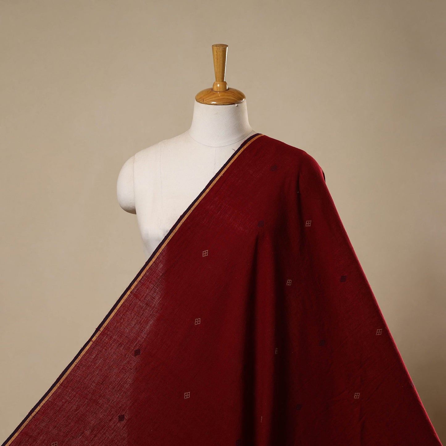 Handloom organic buti kala cotton fabric 03 - handcrafted