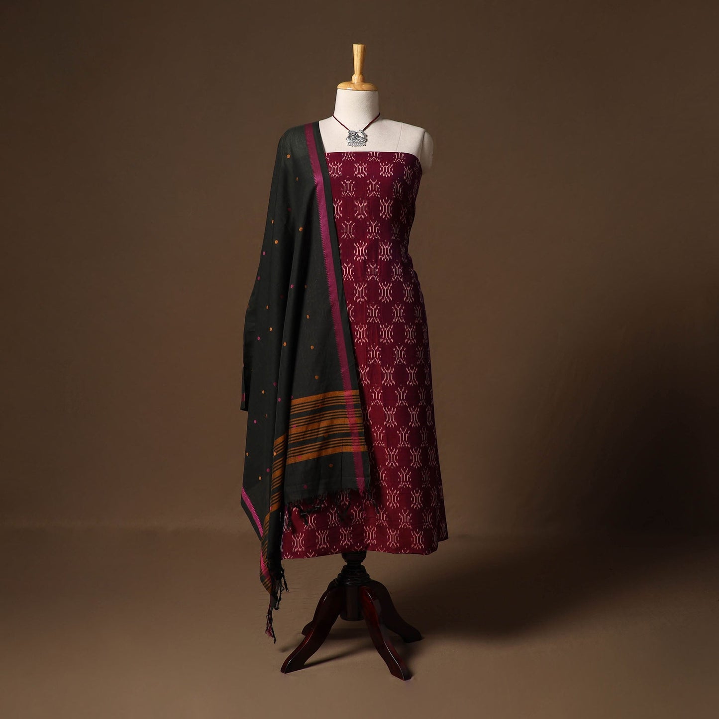 Handloom pochampally ikat mercerised cotton 2pc unstitched