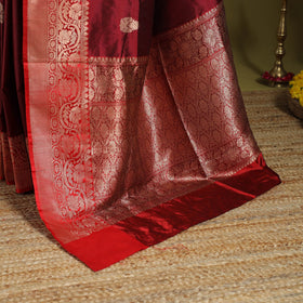 Maroon - handloom pure katan silk kaduwa zari buti banarasi