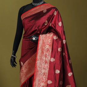 Maroon - handloom pure katan silk kaduwa zari buti banarasi