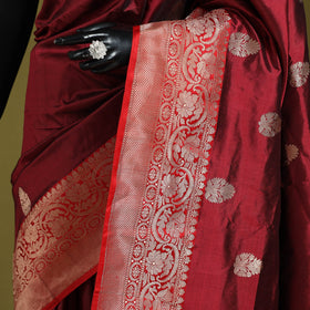 Maroon - handloom pure katan silk kaduwa zari buti banarasi
