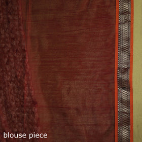 Maroon - handloom silk cotton maheshwari saree with zari