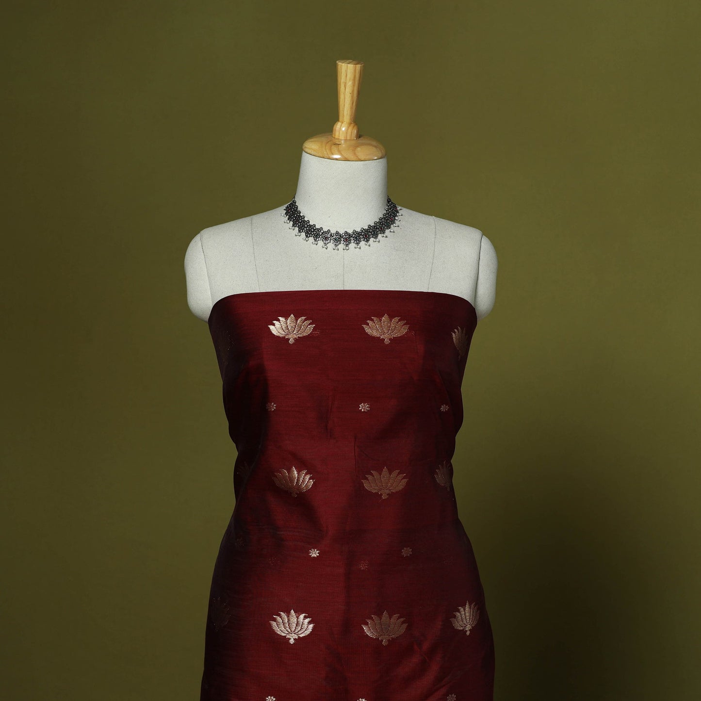 Handloom zari buti chanderi silk 2pc unstitched dress