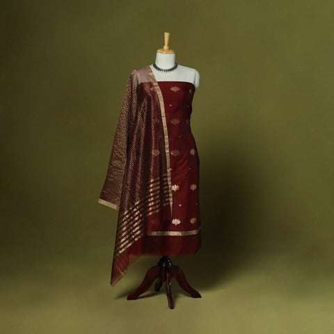 Handloom zari buti chanderi silk 2pc unstitched dress