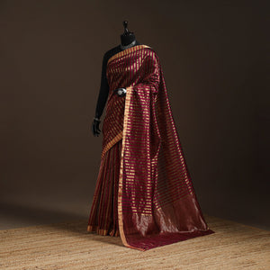 Handloom zari stripes chanderi silk saree 14 - handcrafted