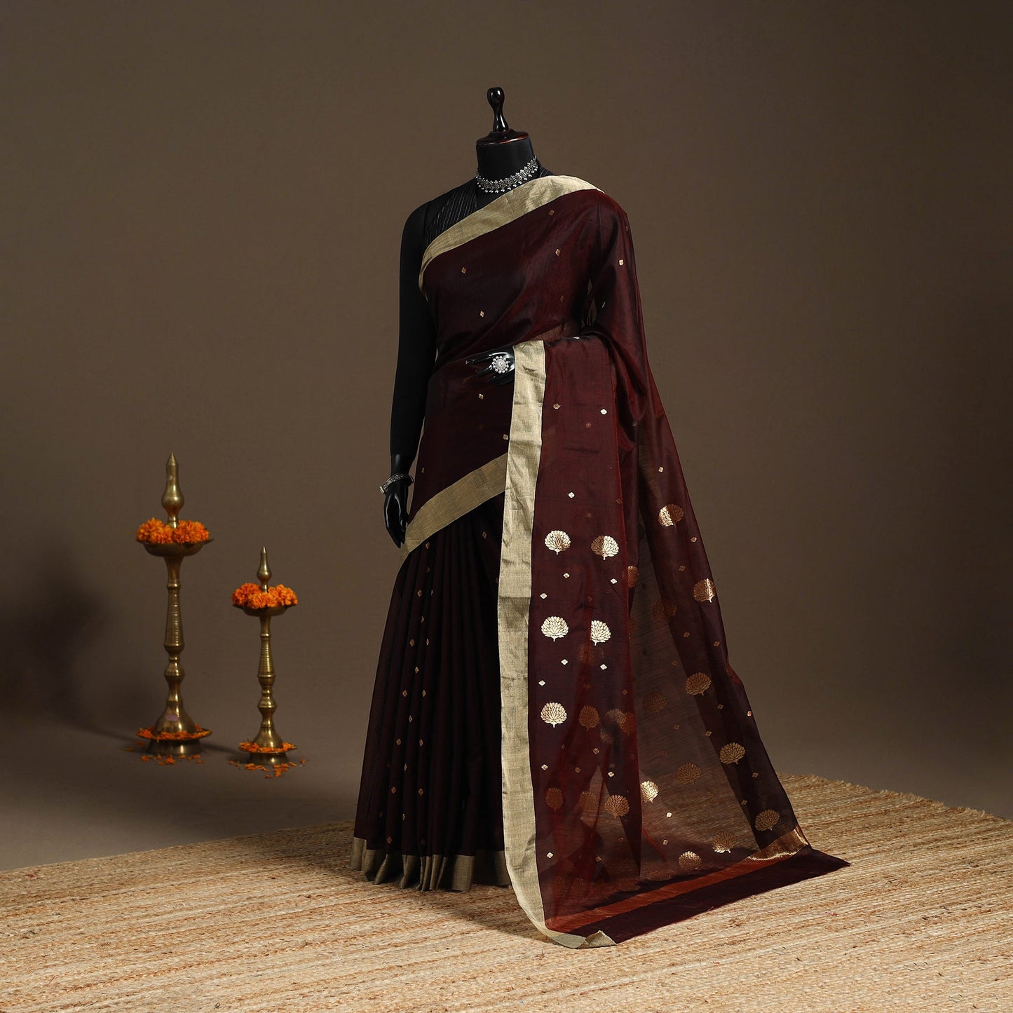 Handloom zari work chanderi silk saree 03 - handcrafted