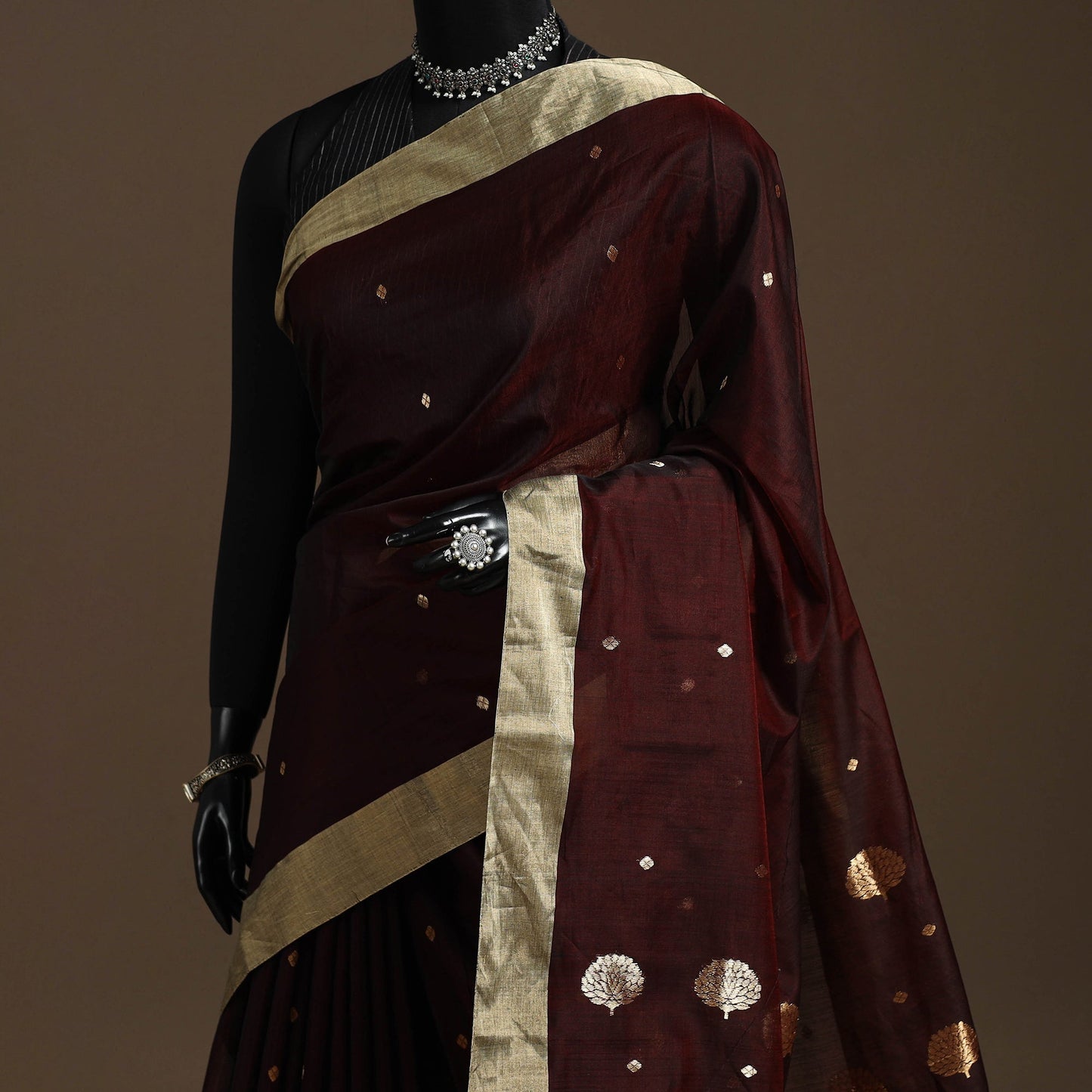 Handloom zari work chanderi silk saree 03 - handcrafted