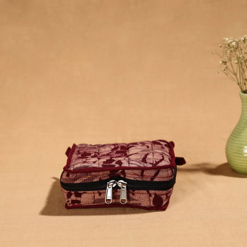 Maroon Handmade Cotton Jewelry Bag - 4 Pockets | iTokri