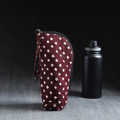 Maroon Handmade Cotton 1L Water Bottle Cover