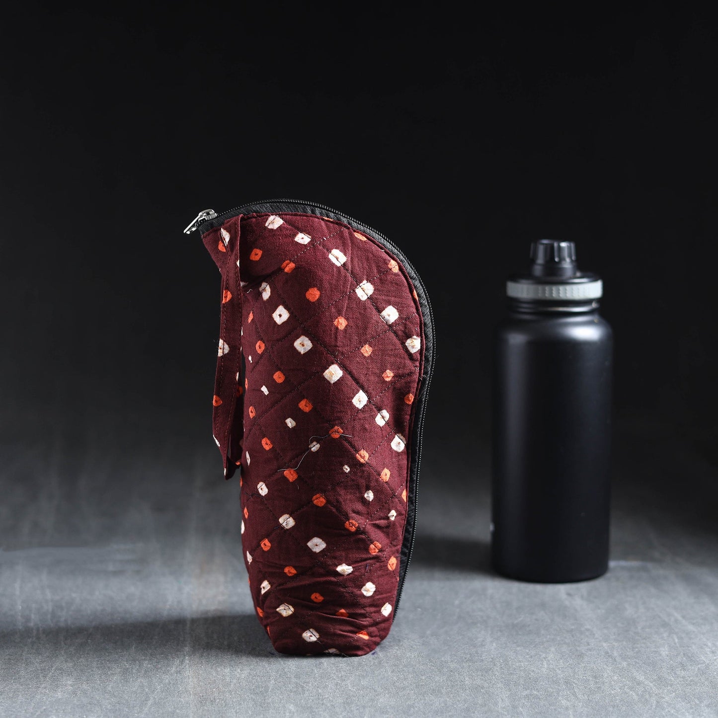 Maroon Handmade Cotton 1L Water Bottle Cover