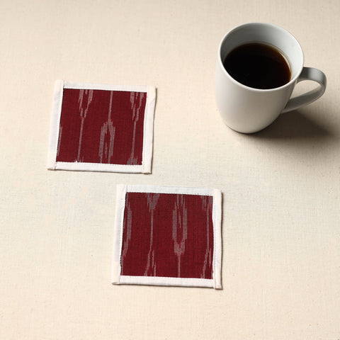 Maroon Handmade Cotton Coasters (Set of 2)