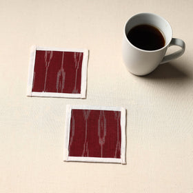 Maroon Handmade Cotton Coasters (Set of 2)