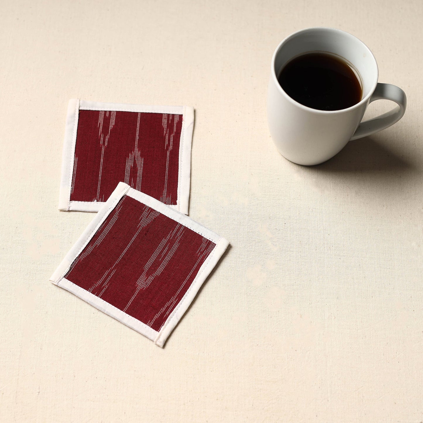 Maroon Handmade Cotton Coasters (Set of 2)