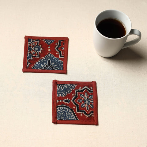 Maroon Handmade Cotton Coasters (Set of 2)