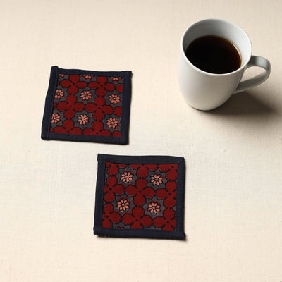 Maroon Handmade Cotton Coasters (Set of 2)