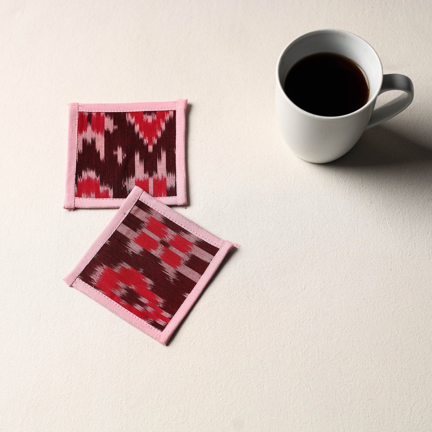 Maroon Handmade Cotton Coasters (Set of 2)