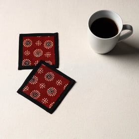 Maroon Handmade Cotton Coasters (Set of 2)