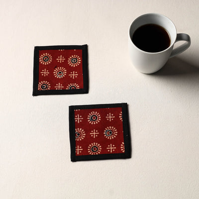 Maroon Handmade Cotton Coasters (Set of 2)