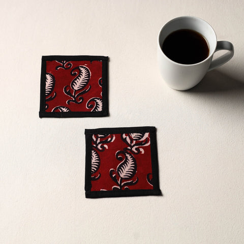Maroon Handmade Cotton Coasters (Set of 2)