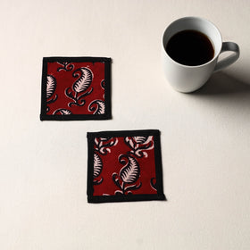 Maroon Handmade Cotton Coasters (Set of 2)