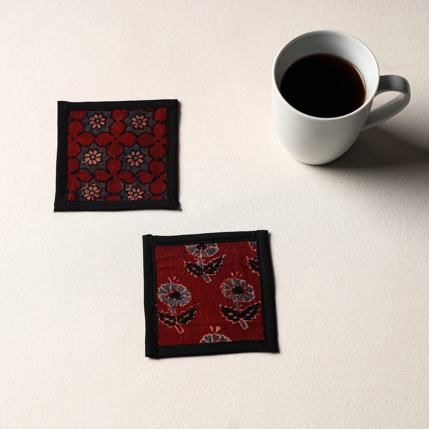 Maroon Handmade Cotton Coasters (Set of 2)
