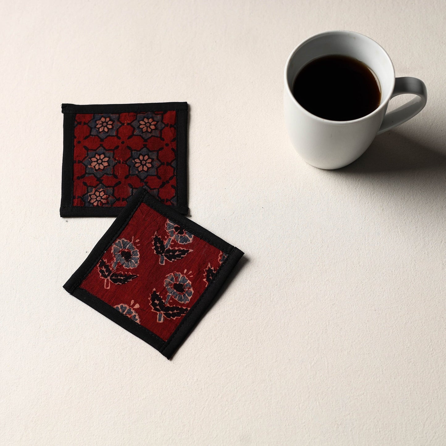 Maroon Handmade Cotton Coasters (Set of 2)
