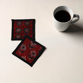 Maroon Handmade Cotton Coasters (Set of 2)