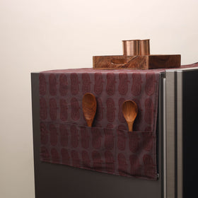 Maroon - handmade cotton fridge top cover with multiple