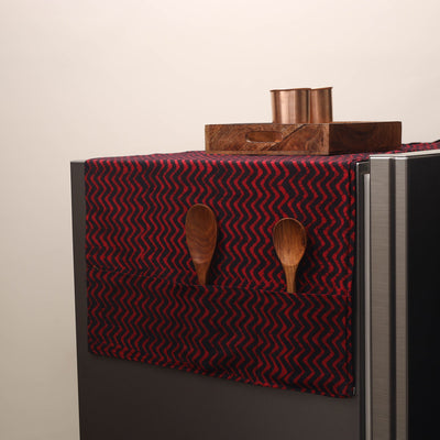 Maroon - handmade cotton fridge top cover with multiple