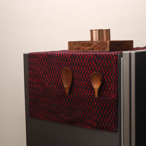 Maroon - handmade cotton fridge top cover with multiple