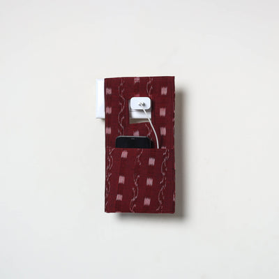 Maroon Handmade Cotton Mobile Charging Holder