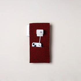 Maroon Handmade Cotton Mobile Charging Holder