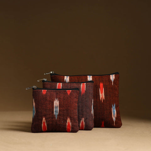 Maroon - handmade cotton multipurpose utility pouches (set