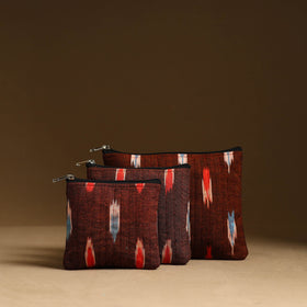 Maroon - handmade cotton multipurpose utility pouches (set