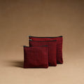 Maroon - handmade cotton multipurpose utility pouches (set