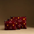 Maroon - handmade cotton multipurpose utility pouches (set