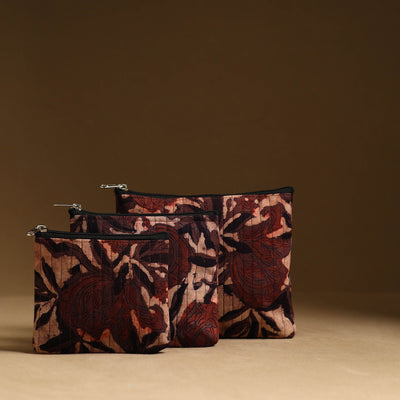 Maroon - handmade cotton multipurpose utility pouches (set