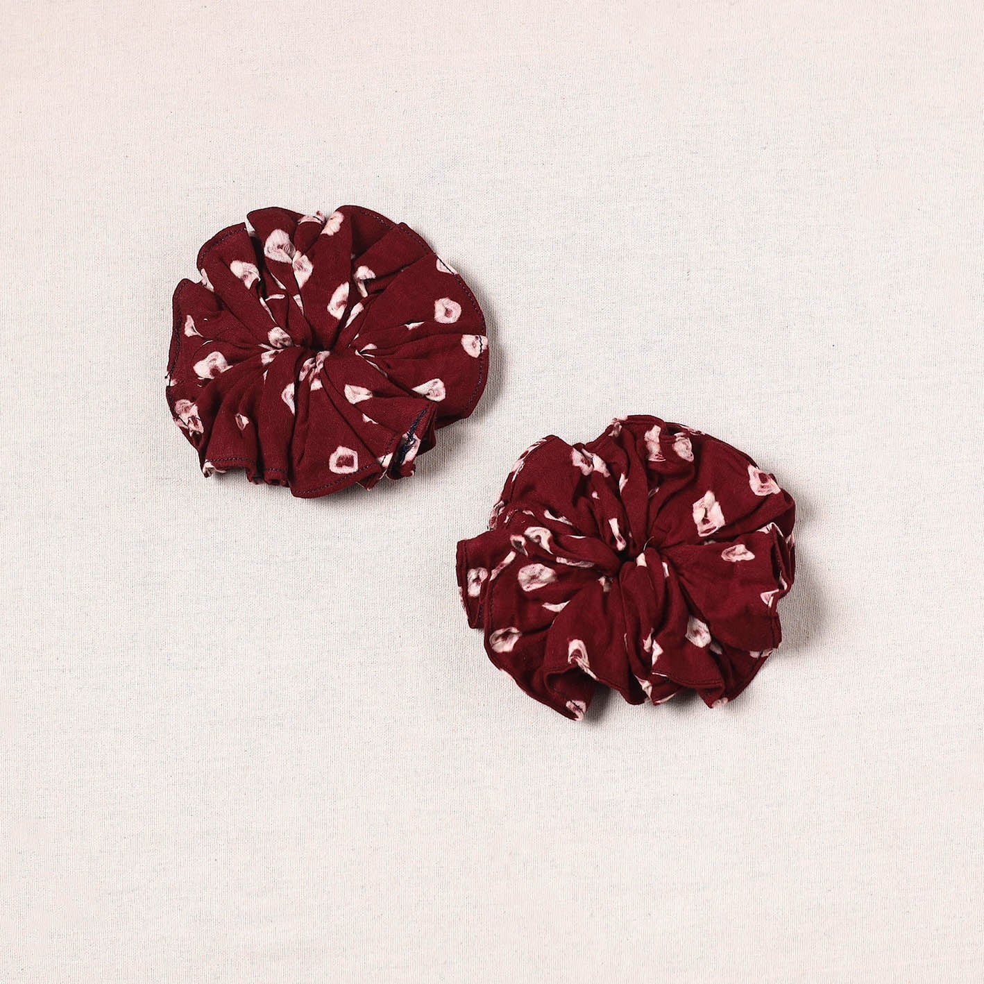 Maroon - handmade cotton rubber bands/scrunchies (set of 2)