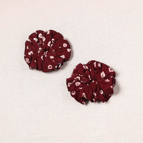 Maroon - handmade cotton rubber bands/scrunchies (set of 2)