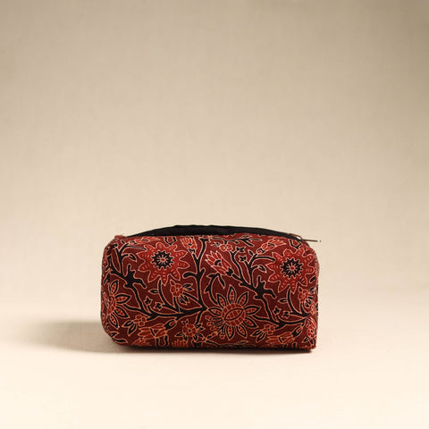  Maroon Handmade Cotton Toiletry Pouch 