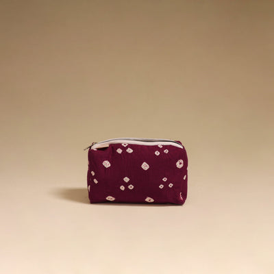 Maroon - handmade cotton toiletry pouch 19 - handcrafted