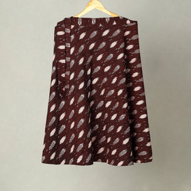 Maroon Handmade Cotton Wrap Around Pochampally Ikat Skirt