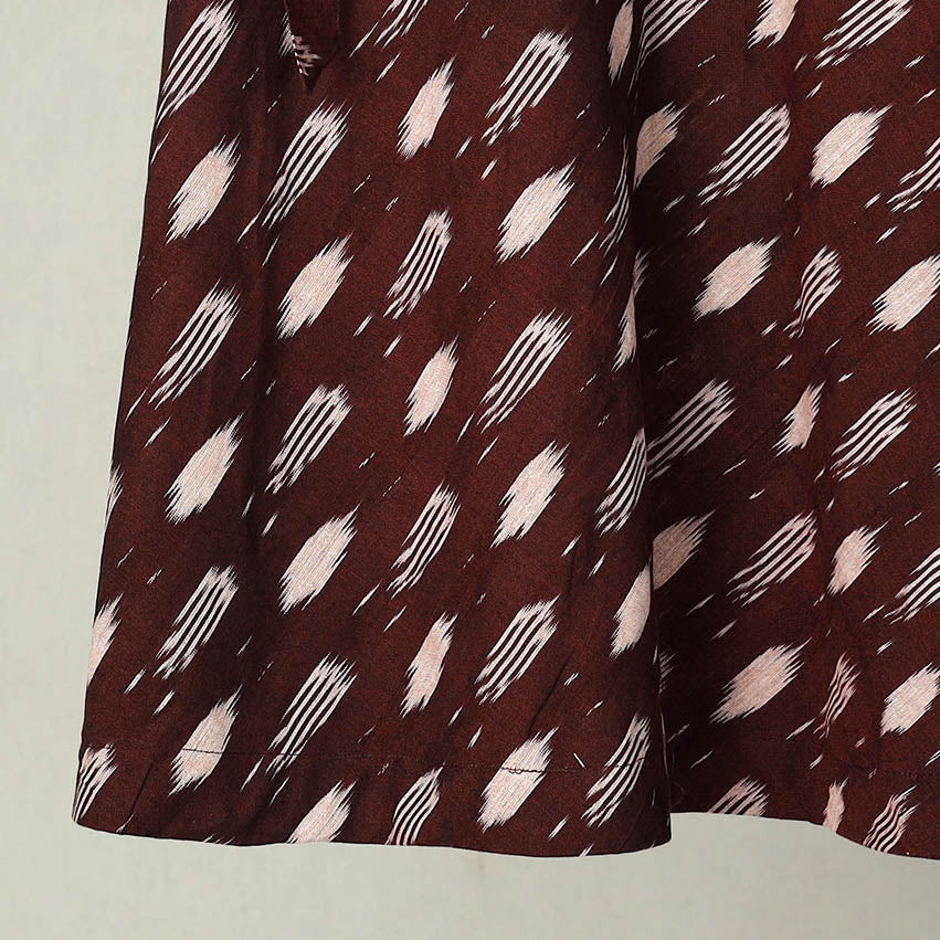 Maroon Handmade Cotton Wrap Around Pochampally Ikat Skirt