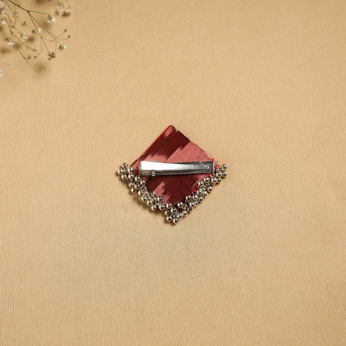 Handmade fabart ghungroo work hair clip 12 - handcrafted
