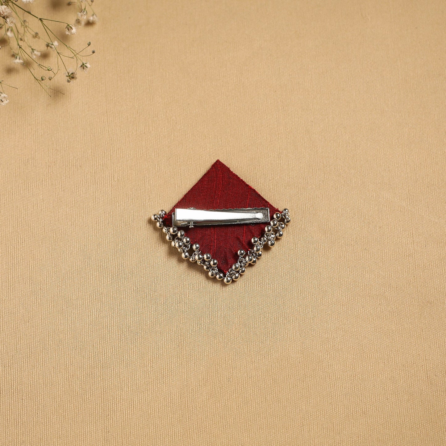 Handmade fabart ghungroo work hair clip 13 - handcrafted